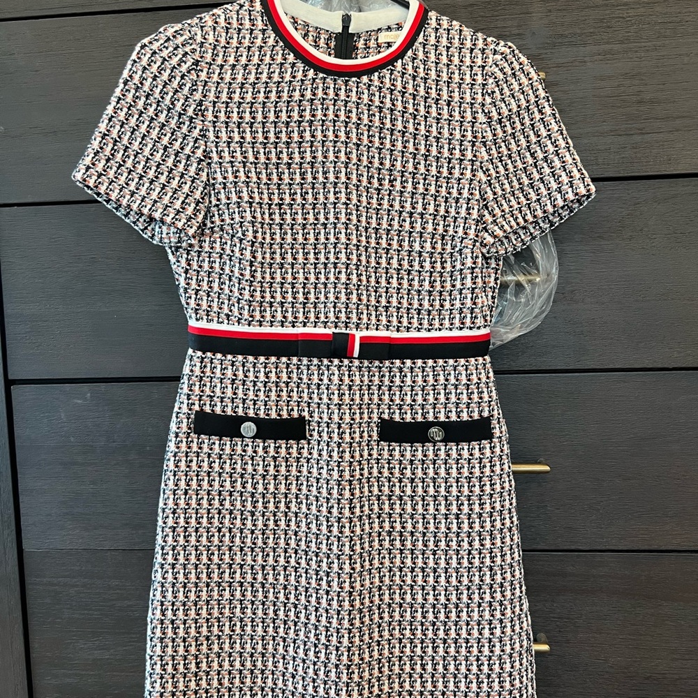 Maje Black and White Tweed Dress